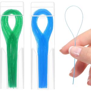 200 Count Floss Threader,Floss for Braces Bridge Flossers for Adults Bridges Orthodontic Dental Flossers Threaders with Box for Braces Bridges and Implants(Blue Green)