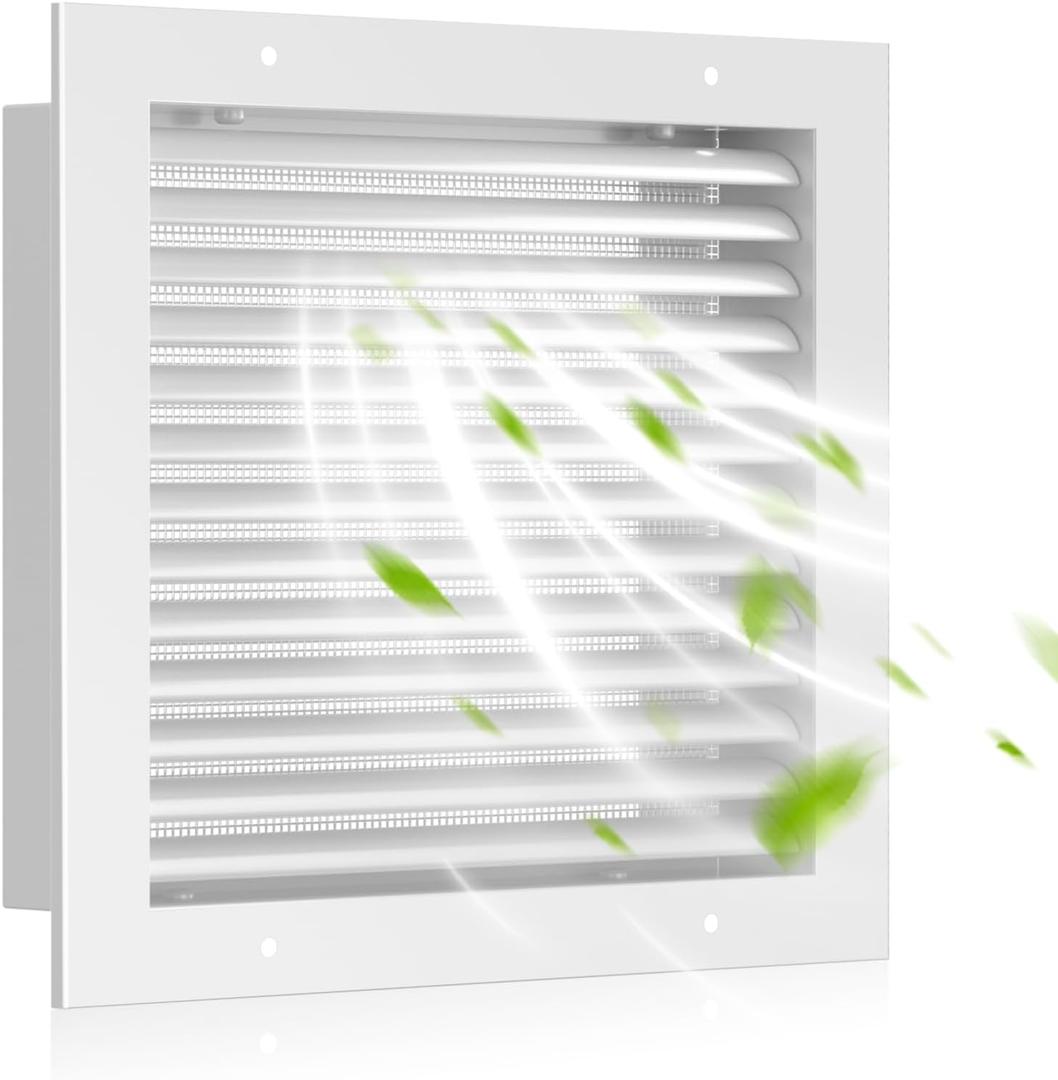 12" X 12" Gable Vents, Hon&Guan Aluminum Alloy Attic Vent for Houses Door Vents for Exterior Doors [Vent Opening: 10 x 10], White