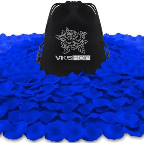 VKshop 4500 Pack Blue Rose Petals, Artificial Roses Flower Petals for Romantic Night, Valentine's Day and Weddings