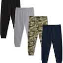 Baby and Toddler Boys Cotton Pants, 4 Pack 2T-6Y Joggers Sweatpants for Boys, Size 3T