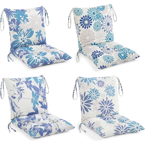 Barydat 4 Pcs Outdoor Patio Chair Cushions, Vivid Color, Blooming Flowers