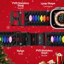 ULTIMAL Paracord Band Compatible with Apple Watch for 49mm, Braided Strap Design for Men Outdoors (Black/Rainbow, 42/44/45/49MM)