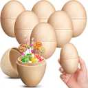 6 Pcs 4.33 Inch Large Easter Fillable Unfinished Wooden Eggs Wood Easter Egg Hunt Basket Stuffers Game Supplies Party Favor DIY Painting Art Craft Decorations Home Decor