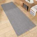 Color&Geometry Grey Bath Room Runner Rug - Non-Slip, Absorbent, Quick Dry, Thin, Washable - 20"x47" Long Bathmat Gray Chenille Carpet for Floor, Shower, Bathtub, Vanity