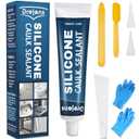 Clear Silicone Caulk Waterproof Silicone Sealant Caulk Stronger Adhesion for Kitchen and Bathroom, Window, Door 3.38 fl oz