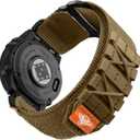 Bandletic Compatible with Garmin Instinct Watch Bands, Rugged Tactical Nylon for Fenix 8 47mm/7/6 Pro/5 Plus, Quick Fit 22mm Strap Fit for Forerunner 965/955/945/Approach S70/S62/S60/Epix 2 Pro/Quatix (Tan)