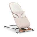 UPPAbaby Mira Bouncer/Portable 2-in-1 Bouncer + Seat Grows With Your Baby/GREENGuard® Gold, JPMA + FSC® certified/Cozy Seat Liner + Storage Bag Included/Charlie (Sand Mélange/Black Chrome/Walnut Wood)
