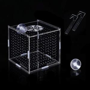 Acrylic Fish breeding Box, Acrylic Fish Isolation Box, Fish Separator for Aquarium, Hatchery Incubator with Suction Cups for Small Baby Fishes Shrimp Clownfish Guppy (3.9 * 3.9 * 3.9inch)