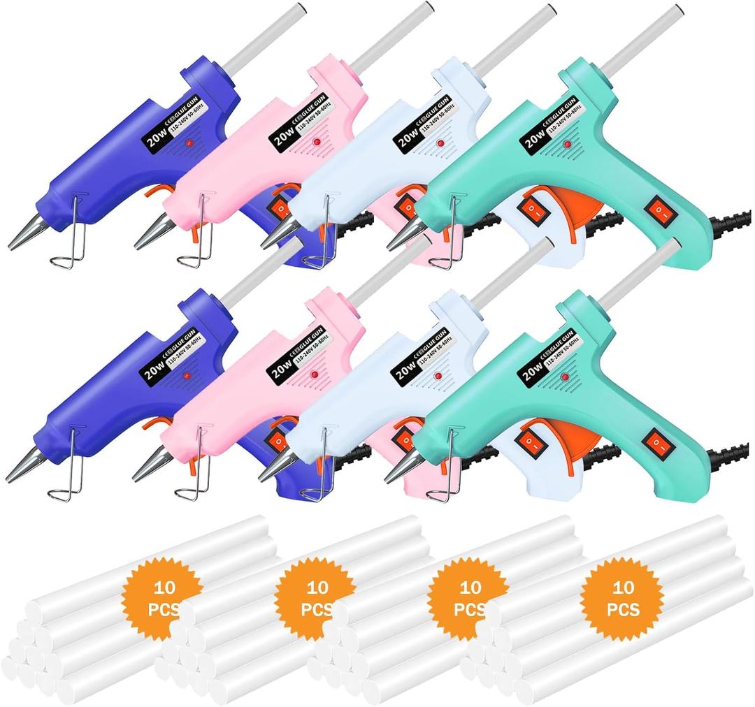 Mini Hot Glue Gun, 8 Pack Hot Glue Guns for Crafts with 40 Sticks Melt Glue Gun, Small Hot Melt Gun Set Arts Craft School DIY Arts Class Projects Home Quick Repairs