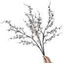 Apeair Artificial White Cherry Blossom Branches 3Pcs 37.8" Faux Silk Cherry Blossom, Fake Flowers with Leaves Bouquet Decorations for Home Living Room Bedroom Table Centerpiece Vase Wedding Decor