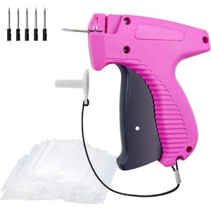 Tagging Gun for Clothing, Standard Retail Price Tag Attacher Gun for Clothes, Clothing Tag Gun Kit with 6 Needles & 1600 1-in Barbs Fasteners (Not Stitch Gun) (Purple)