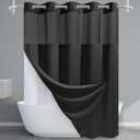 EUTXL Long No Hook Shower Curtain with Snap in Liner,230GSM Waffle Weave Shower Curtains for Bathroom,71W x 80H(78"),Black