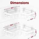 Sakugi Corner Shower Caddy - 2 Pack, Adhesive Shower Organizers, Rustproof Stainless Steel Shower Shelves with 8 Hooks, No Drilling Bathroom Organizers and Storage Racks, Space-Saving, White, Large