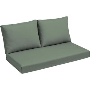 Arden earthFIBER Outdoor Loveseat Cushion Set, 48 x 24, Rain-Proof, Fade Resistant, Loveseat Bottom and 2 Back Cushions for Loveseat, Bench, and Swing Sage Green Texture