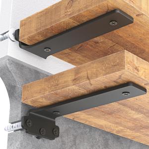 Goovilla Shelf Brackets 6 Inch, 6 Pack Floating Shelf Bracket, Heavy Duty Shelf Brackets for Wood Shelves, Black Metal Wall Shelving Brackets, 6" Shelf Support Brackets with 160 lb. Load Capacity