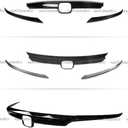 3Pcs Front Grille & Eyelid Cover Set, Compatible with 2021-2022 Honda Accord 10.5th Gen Sedan (Glossy Black)
