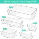 16 Pack Plastic Drawer Organizers Set, 5-Size Kitchen and Office Desk Drawer Organizer Trays, Acrylic Non Slip Storage Bin Divider for Makeup,Jewelry,Gadgets Utensils,Bedroom,Bathroom Vanity,Clear