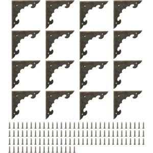 uxcell 30pcs Vintage Corner Protector 2.3"x2.3"x0.2" Decorative Metal Edge Corner Protectors Brackets with Mounting Nails for Box Wooden Case Chest Table Desk Bronze