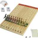 Horse Race Board Game Racing Game Thickened Solid Wood with 11 Luxurious Durable Classic Metal Horses with 2 Dice and 2 Boxes of Cards Horse Racing Game (Log Color, Rectangle)