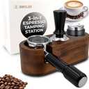 SIRCLES Espresso Tamping Station 51/53/54/58mm - Premium 3-in-1 Espresso Tamper Station, Distributer and Portafilter Holder - Espresso Organizer Station (51-58mm, 3 in 1 walnut)