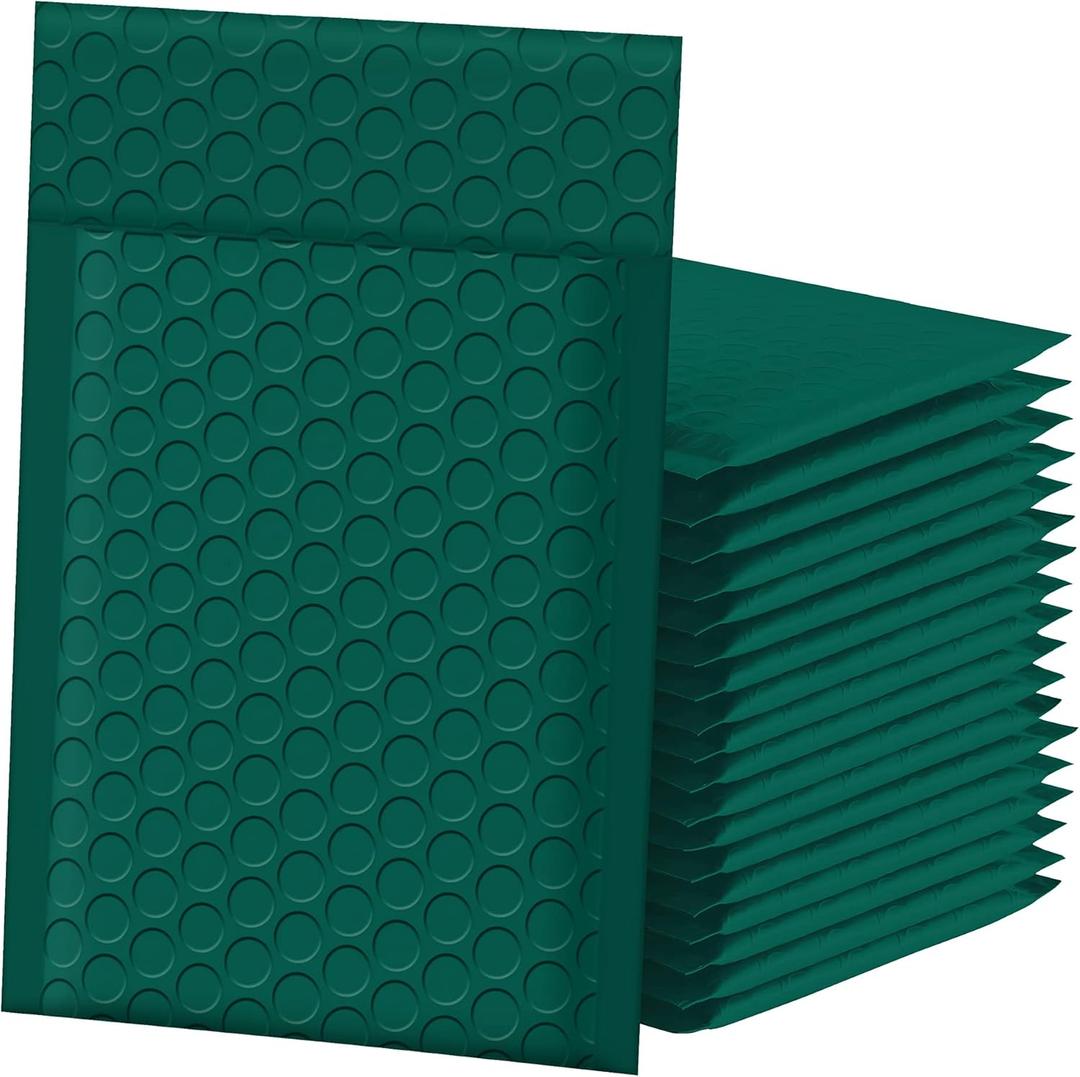 Famagic Bubble Mailers 4x8 Inch 50pc Ultramarine Green Shipping Bags, Chic Packaging Bags For Small Business, Colored Padded Mailing Envelopes, Opaque Matte Self Seal Bubble Poly Mailers Bulk #000