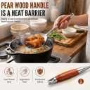 16 Inch Skimmer Slotted Spoon, Wooden Handle, Large Stainless Steel Spider Strainer for Kitchen Cooking Frying Draining