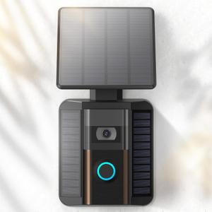 Solar Charger Compatible for Ring Video Doorbell (2020 Release) Micro-USB Port Charging, QIBOX Adjustable Solar Panel Mount, Efficient Solar Charger for Doorbell Camera