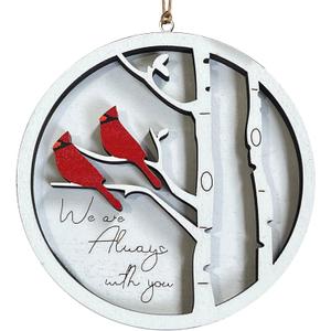 Wooden Cardinal Christmas Ornaments, Hanging Memorial Christmas Decorations, We are Always with You Cardinal Gifts, Sympathy Gifts for Loss of Loved One, Bereavement Gift Ideas, Sympathy Gift