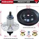 3 Pack GY21099 Spindle Assembly with GX21381 Pulley GY20629 Idler Pulley Replaces GY20867, GY20592, GY22082 for John Deere D170, LA175, E180, G110, 190C, S180, LA150, D 170 54" Lawn Mowers