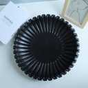 15" Large Decorative Bowl decor , Scalloped Decorative Bowls for Modern Home Decor,Ruffle Decor,Stylish Key Bowl for Entry Table,Decorative Fruit Bowl for Kitchen Counter,Artificial Stone Black
