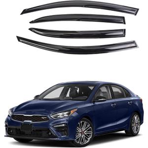 Black Outside Mount Window Rain Guards Compatible with 2019-2023 KIA Forte,Original,Durable Window Visor Deflectors Black Outside Mount Window Rain Guards Compatible with 2019-2023 KIA Forte,Original,Durable Window Visor Deflectors
