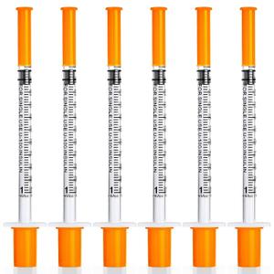 U-100 1ml 31ga Disposable Syringe with 31G x 8 mm (5/16'') Needle, Lab Dispensing Supplies, 20Pack 