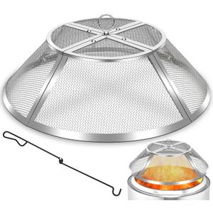 Fire Pit Spark Screen for Solo Stove Bonfire Shield 19.5inch,Stainless Steel Fire Pit Spark Cover Protector for Solo Bonfire,Fire Pits Mesh Screen Top Guard Outdoor Accessories Heavy Duty-Silver