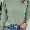 Dokotoo Womens Tops Long Sleeve Tops Shirts 2025 Spring Trendy Business Work Loose Basic T-Shirts (Green, XS)