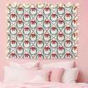 NATSUNO Red and Green Christmas Tapestry, Coquette Red Bow Christmas Wreath Wall Tapestry for Bedroom, Preppy Xmas Holiday Tapestries Wall Hanging for Home Bedroom Living Room Decor, 50x60 Inches