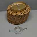 SineRise Rattan Ceiling Light Fixtures (12-Inch, LED Bulb Included), Hand-Woven Boho Flush Mount Ceiling Light, Rattan Chandelier for Hallway Kitchen Farmhouse Foyer Entryway Living Room(Gold)