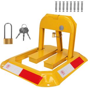 Tevlaphee Orange Foldable Parking Barrier, Cylindrical Lock, Double Lock Design for Extra Protection