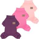 3 Pack Fleece Dog Pajamas Warm Winter Dog Clothes for Small Medium Dogs Girl Cozy Puppy Pjs Pet Outfit Doggie Onesie Costume, Purple, Pink, Hotpink, XL