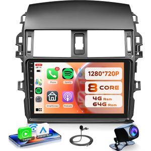 8Core 4G+64G Android 15 Car Radio for Toyota Corolla 2009-2013, Car Stereo Wireless Carplay Android Auto, GPS WiFi, Bluetooth 5.1, Rimoody 9 inch Touch Screen for Corolla DSP + Backup Camera