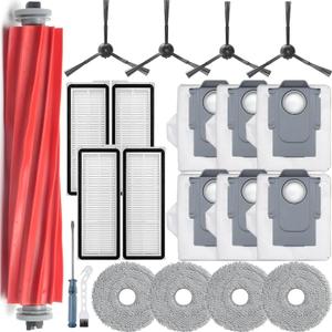 19Pcs Replacement Parts for Roborock Q Revo S/Qrevo Pro/Qrevo PlusNot for Qrevo Qrevo Vacuum Cleaner Accessories Kit,1 Main Brush 4 Mop Pads 4 Side Brush 4 Hepa Filters 6 Vacuum Bags