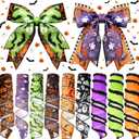 9 Rolls 45 Yards Halloween Ribbon Wired Edge Ribbons for Wreaths Bow Bat Spider Web Pumpkin Ghost Print Craft Ribbon Burlap Grosgrain Ribbon for Spooky Party Decorations DIY Supplies Gift (Multicolor)