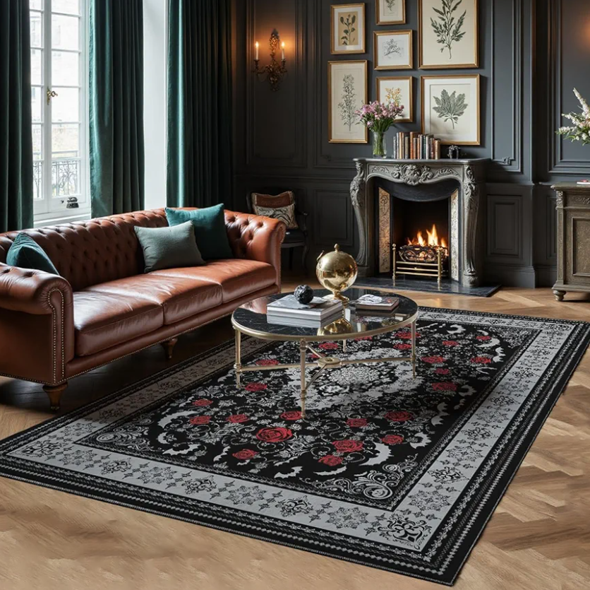 Dark Academia Area Rug, Soft Machine Washable 8x10 Rug, Non-Slip, Non-Shedding, Durable and Easy-Care, Perfect for Living Room, Bedroom, Dining Room.