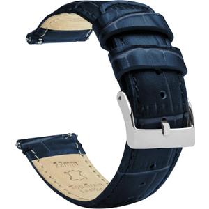 12mm Navy Blue - BARTON Alligator Grain - Quick Release Leather Watch Bands