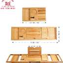 XcE Foldable Bamboo Bathtub Caddy Tray - Expandable to 41 Inches with Non-Slip Pads & Book Stand for Couples Luxury Bath