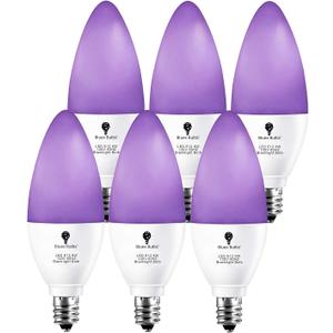 6 Pack LED Black Light Bulb, 6W E12 Candle Blacklight Bulb Level 385-400nm, Body Paint, Glow in The Dark Party E12 LED Light Bulb Neon Glow Fluorescent Poster Candelabra Bulbs