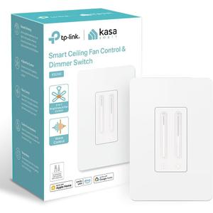 Kasa Smart Ceiling Fan Control & Dimmer Switch | Adjustable 4-Speed Fan & Brightness Control | Works w/Apple HomeKit, Alexa & Google Home | 2.4G Wi-Fi Only, Single Pole, Neutral Wire Required | KS240
