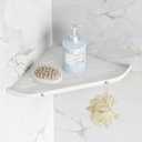 Bathroom Corner Shelf, 9" Shower Shelf Caddy, SUS304 Stainless Steel Shelf Wall Mount Corner Shelf with 2 Hooks, Matte White