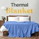 Avalon Bedding 100% Cotton Blankets King Size Thermal Blanket (108"x90") - Perfect Cotton Blanket King Size for Layering Bed in Any Season - Cotton Blankets for Bed (Blue)