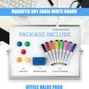 Dry Erase White Board, Cazeyoo Magnetic Desktop Whiteboard 16 x 12inch with Stand, 10 Markers, 4 Magnets and 1 Eraser, Portable Double-Sided White Board for Kids Drawing, Office, Home, School