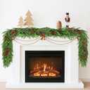 Christmas Garland Decorations Indoor Decor: 6 FT Artificial Realistic Pine Garland Green Faux Greenery Garland for Mantle Staircase Table Wall Outdoor Christmas Decorations (Garland With Pine Cone 1pc)